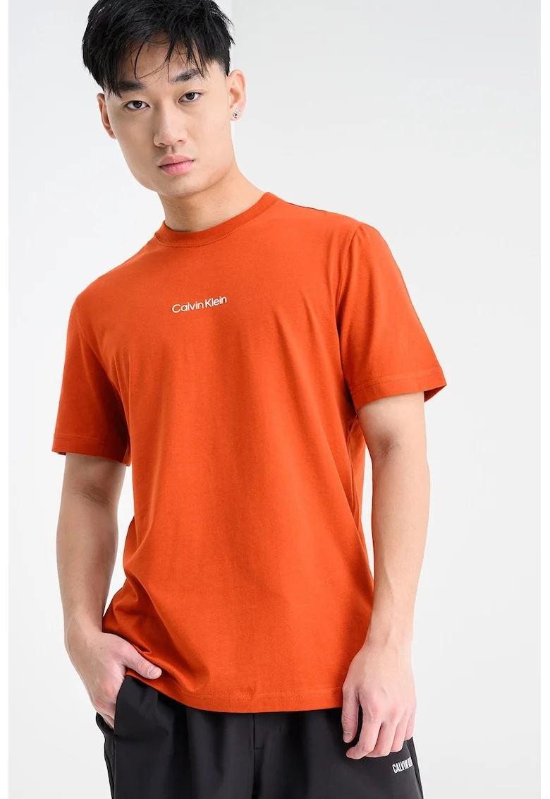 Tricou slim fit cu tehnologie uscare rapida, pentru fitness, Portocaliu mandarina