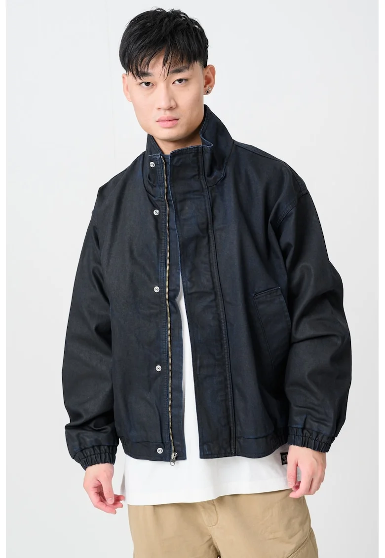 Jacheta din denim cu aspect decolorat, Albastru indigo