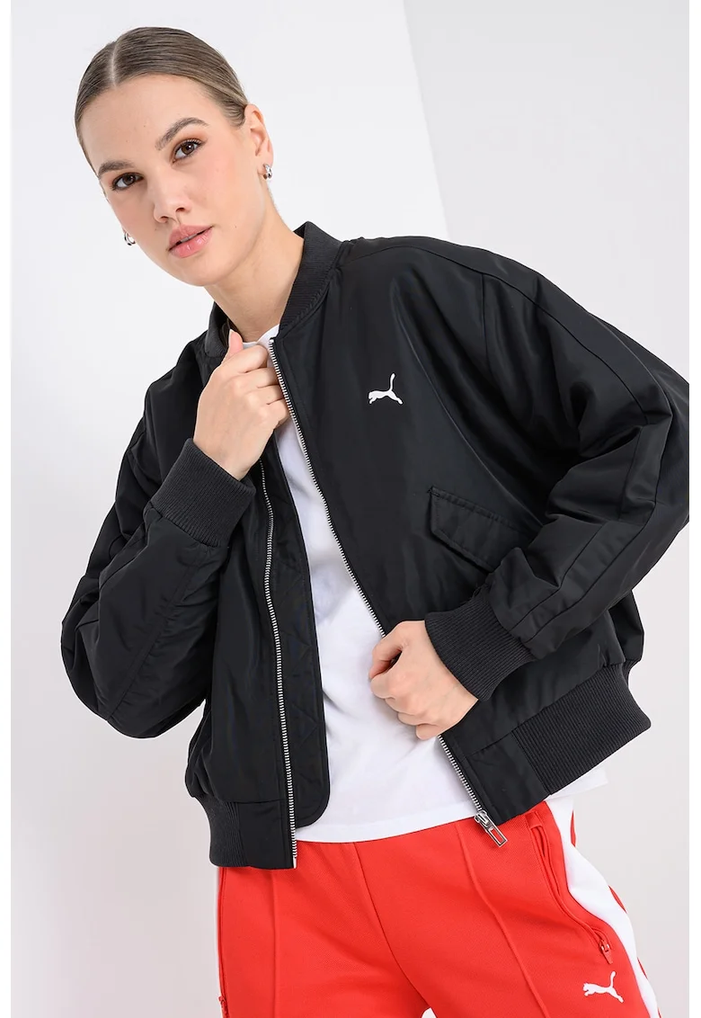 Jacheta bomber cu croiala lejera, Negru