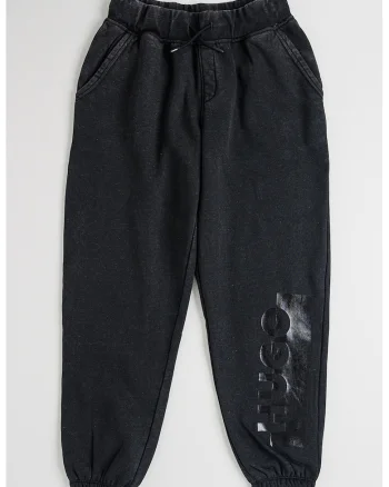 Pantaloni de trening cu imprimeu logo, Negru