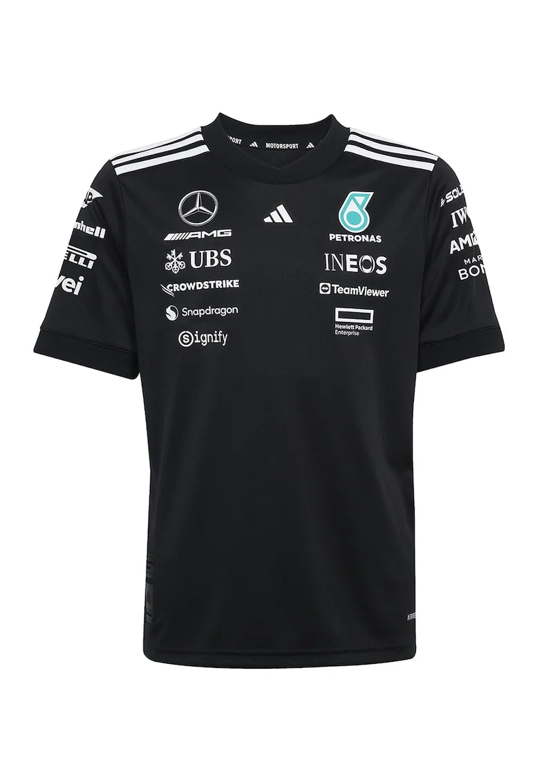 Tricou cu logouri Motorsport, Alb/Negru