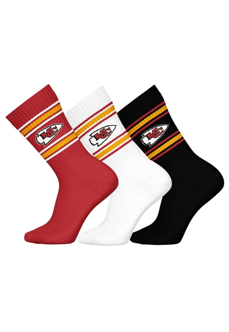 Set de sosete lungi unisex NFL - 3 perechi, Alb/Negru/Galben