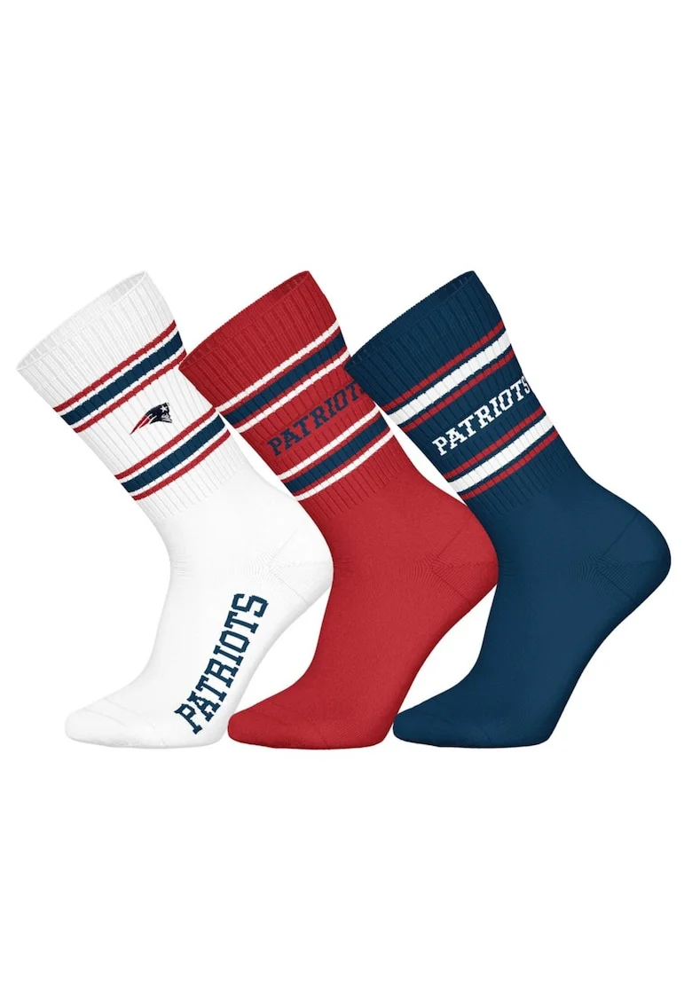 Set de sosete lungi unisex NFL - 3 perechi, Rosu/Alb/Albastru inchis
