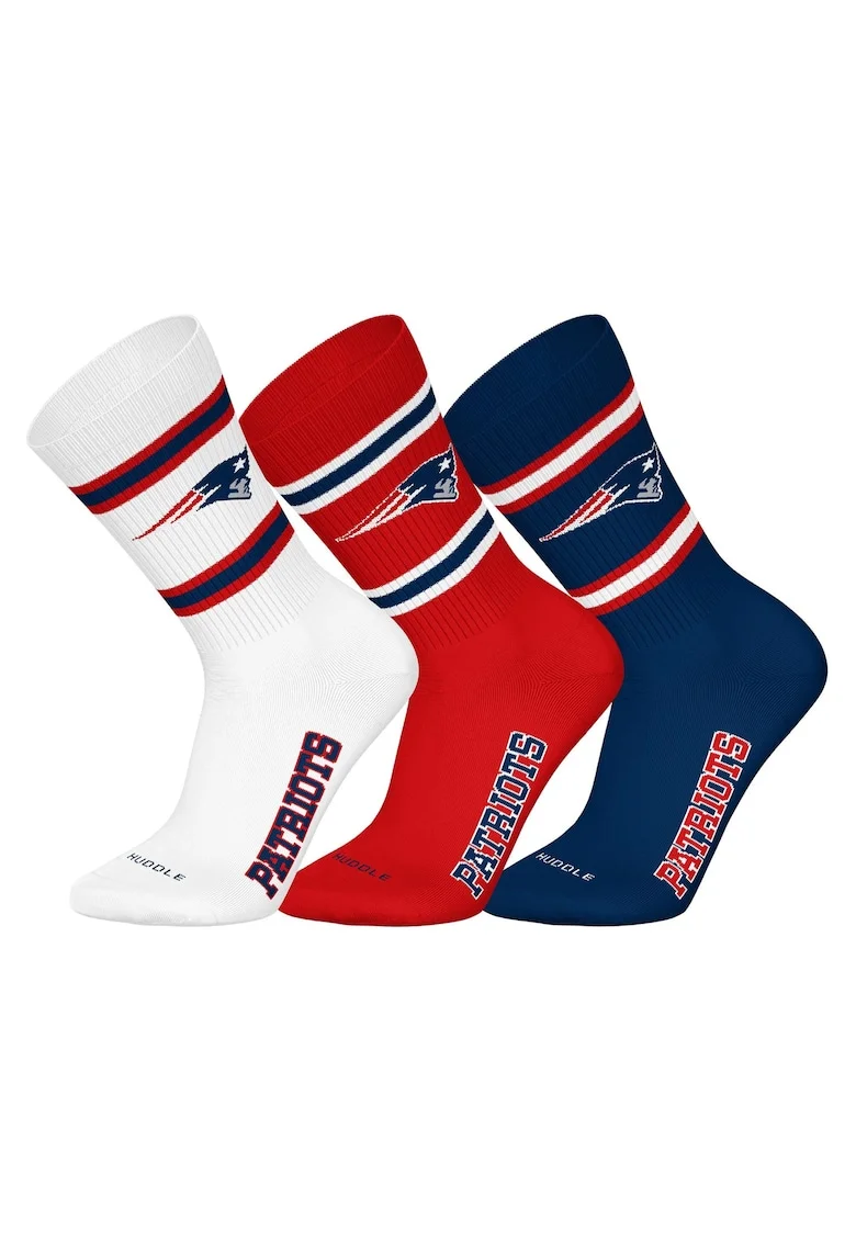 Set de sosete lungi unisex NFL - 3 perechi, Albastru ultramarin/Alb optic/Rosu vermillion