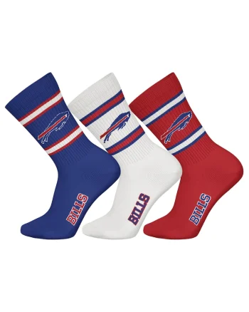 Set de sosete lungi unisex NFL - 3 perechi, Alb fildes/Rosu inchis/Albastru indigo