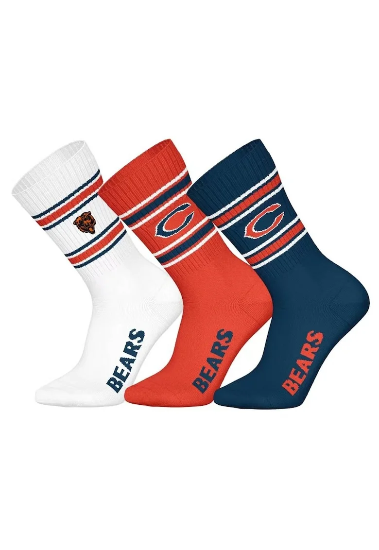 Set de sosete lungi unisex NFL - 3 perechi, Alb optic/Rosu vermillion/Bleumarin
