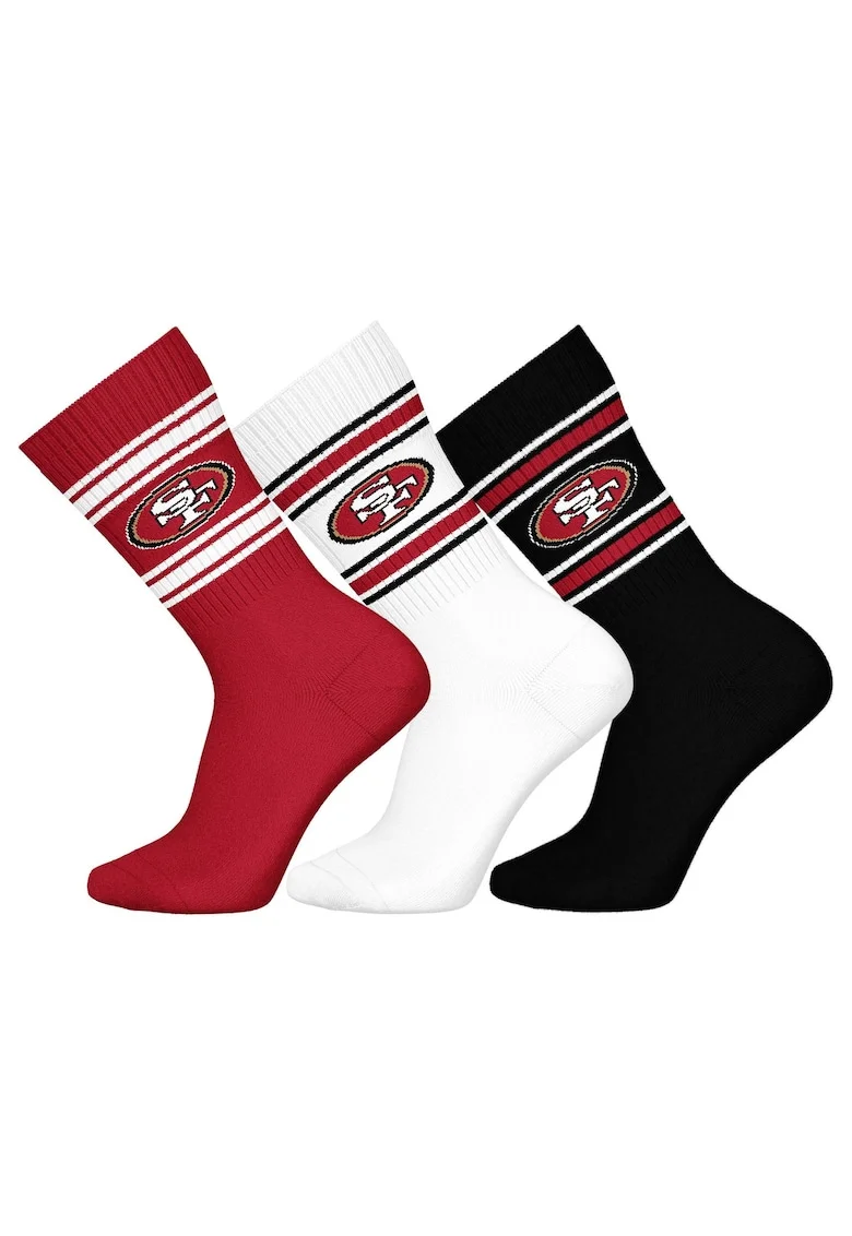 Set de sosete lungi unisex NFL - 3 perechi, Visiniu/Negru stins/Alb optic