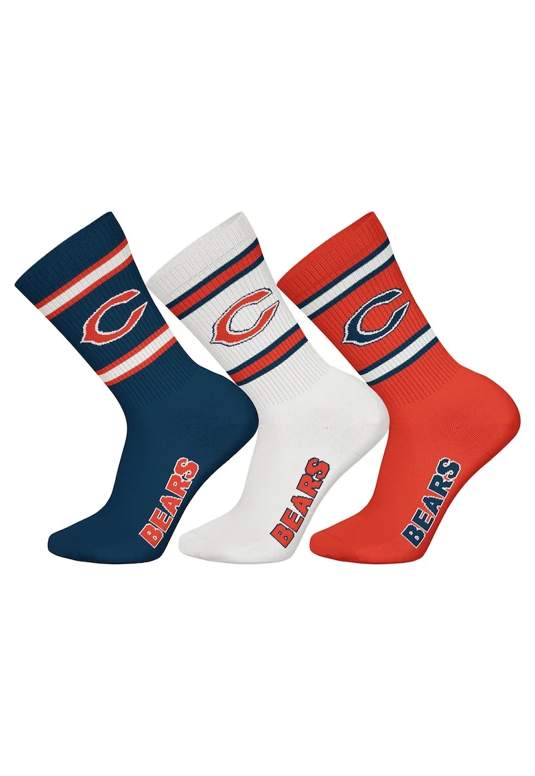 Set de sosete lungi unisex NFL - 3 perechi, Alb/Rosu vermillion/Albastru
