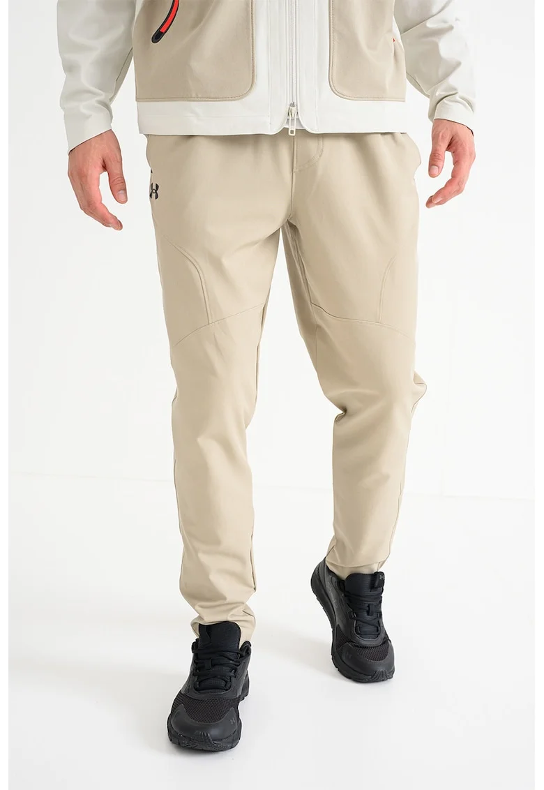 Pantaloni de trening cu croiala conica, pentru fitness Unstoppable, Maro taupe