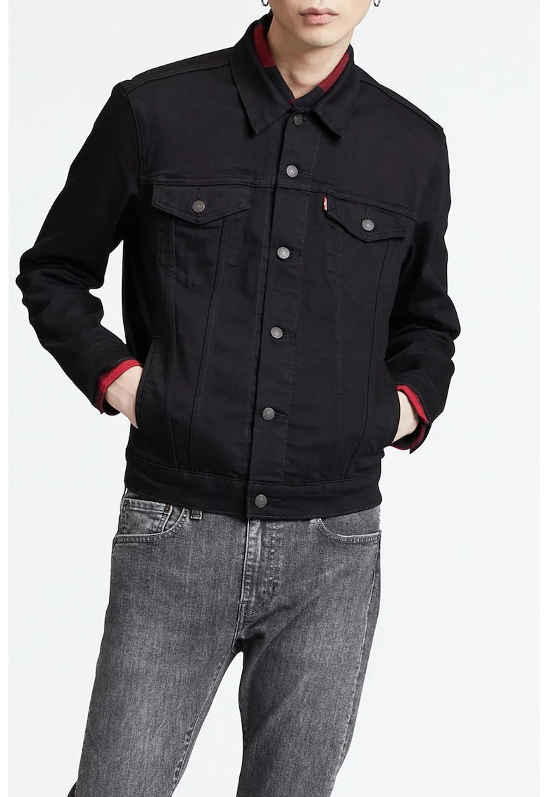 Jacheta de denim cu buzunare The Trucker, Negru
