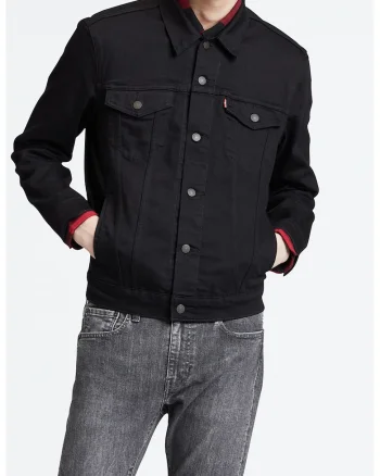Jacheta de denim cu buzunare The Trucker, Negru