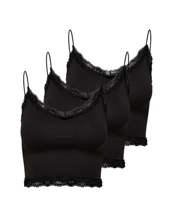 Set de top-uri slim fit crop Vicky - 3 piese, Negru