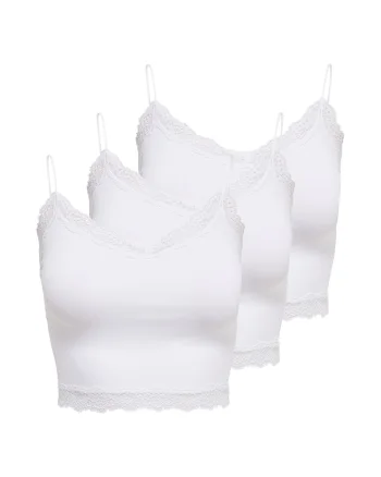 Set de top-uri slim fit crop Vicky - 3 piese, Alb