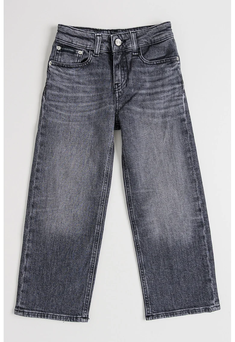 Blugi relaxed fit cu aspect decolorat, Gri inchis