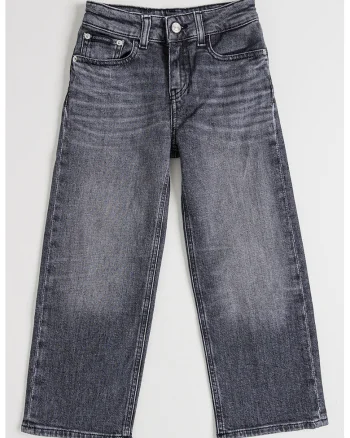 Blugi relaxed fit cu aspect decolorat, Gri inchis
