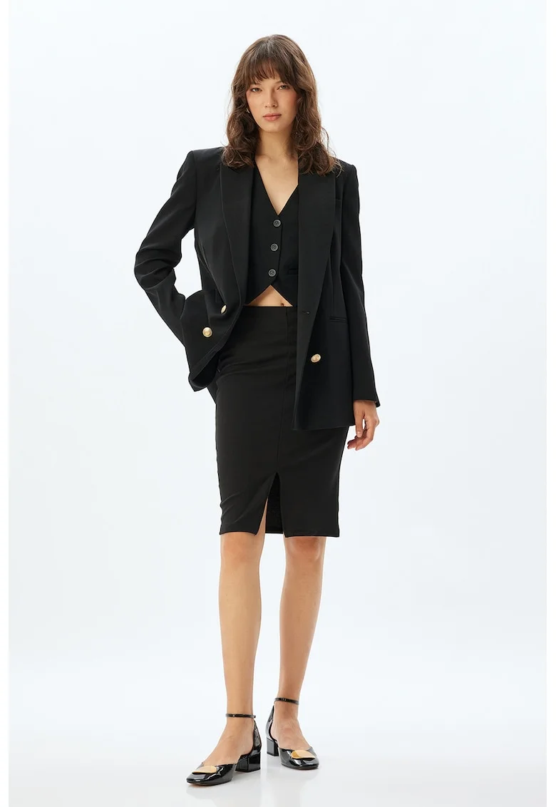 Fusta creion cu slit frontal, Negru