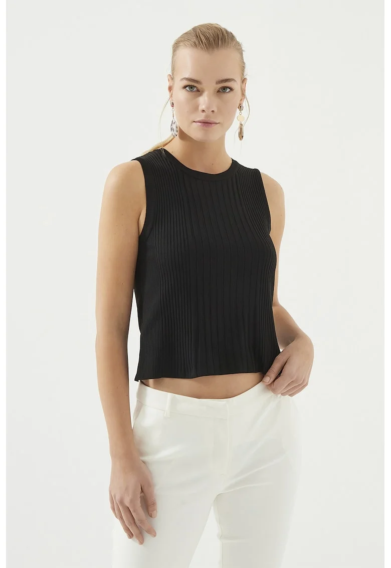 Top crop cu striatii, Negru