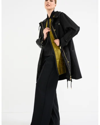 Jacheta parka lunga cu model 2in1, Negru