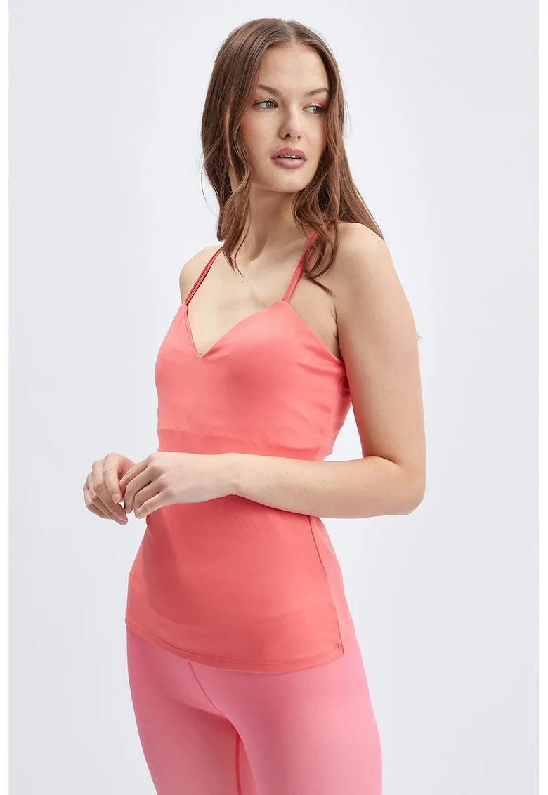 Top slim fit pentru fitness, Coral