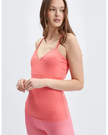 Top slim fit pentru fitness, Coral