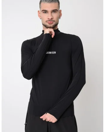 Bluza cu fermoar si decupaj pentru deget, pentru fitness, Negru