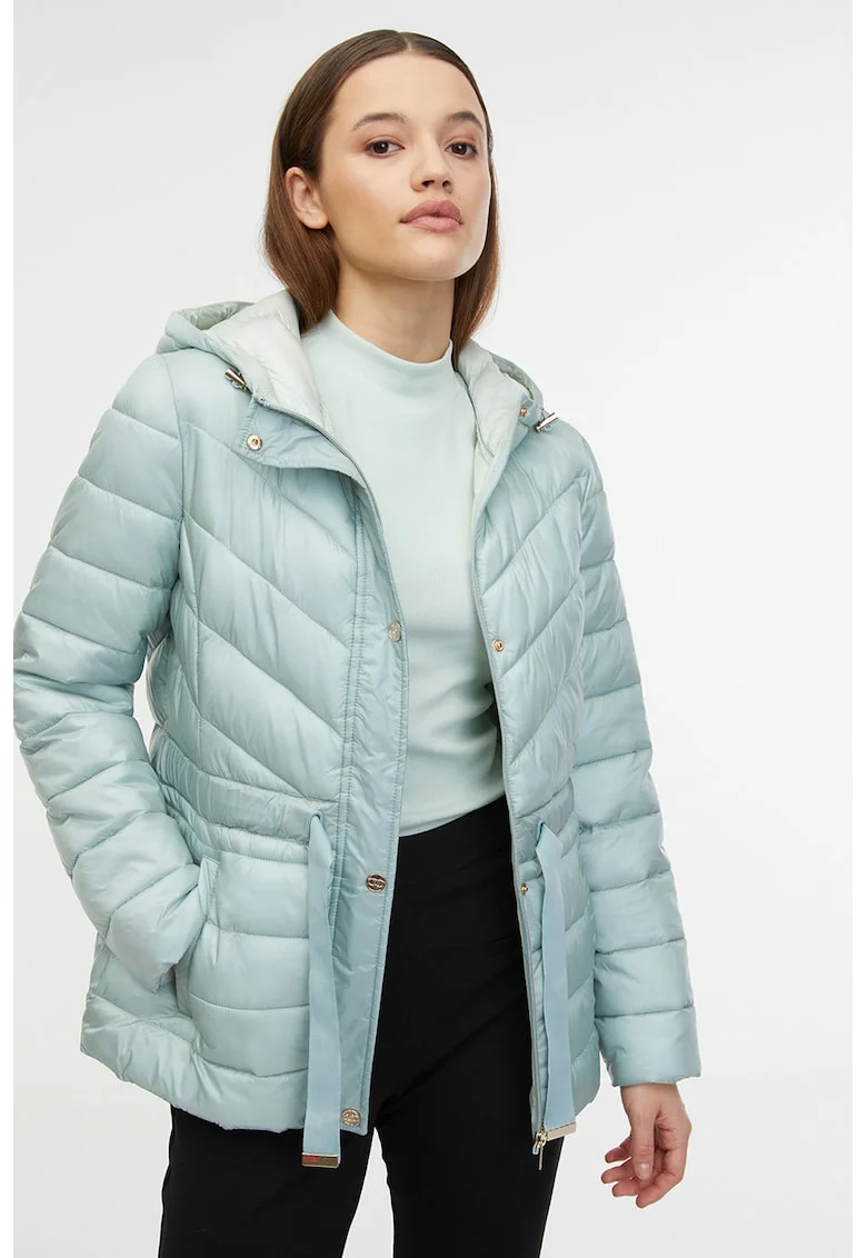Jacheta parka cu gluga, Albastru aquamarin