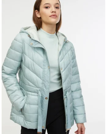 Jacheta parka cu gluga, Albastru aquamarin