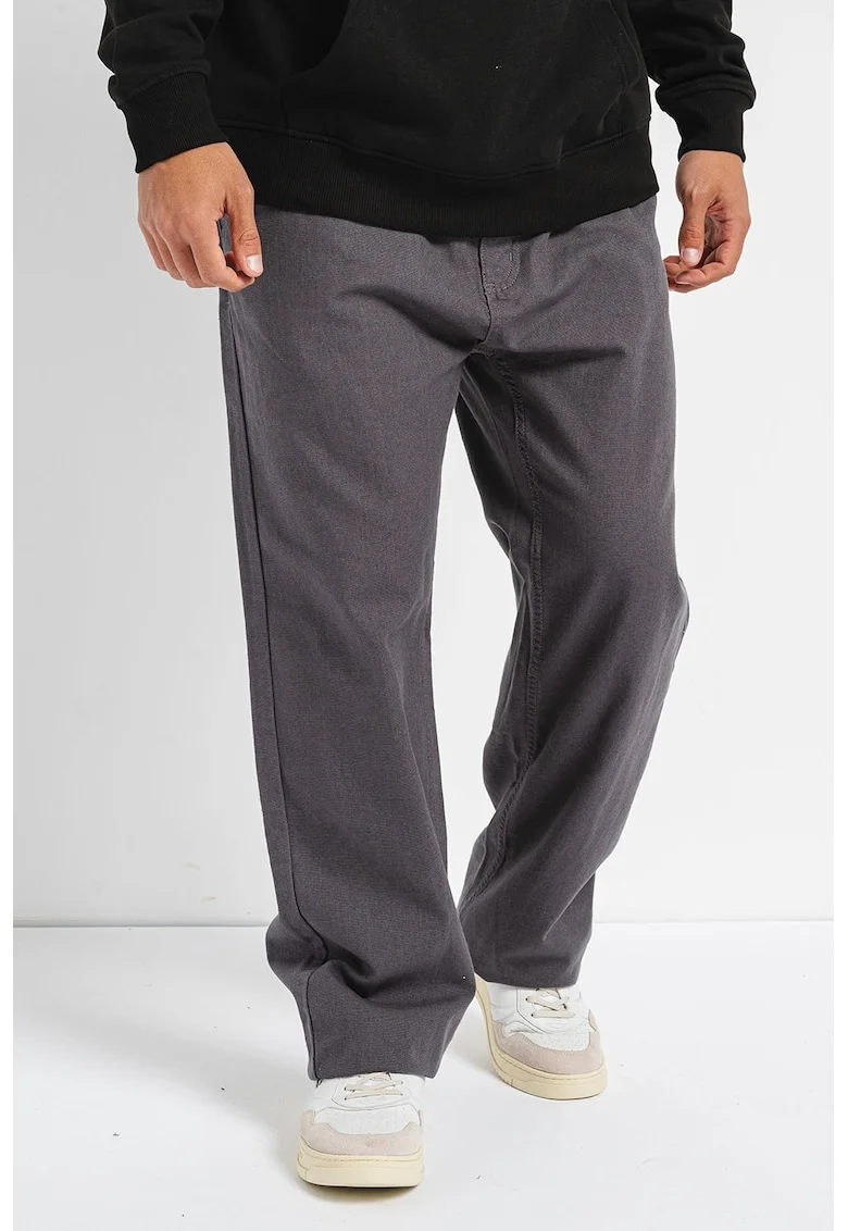 Pantaloni relaxed fit Worker, Gri antracit
