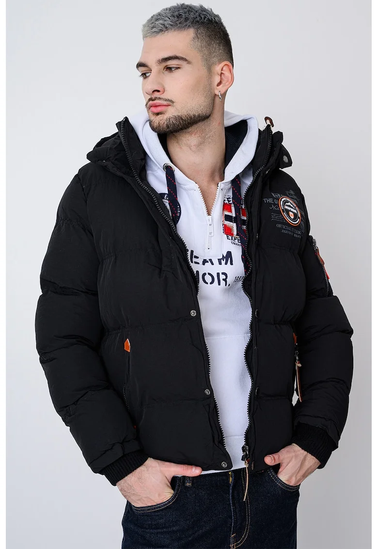 Geaca regular-fit cu logo Verana, Negru/Portocaliu