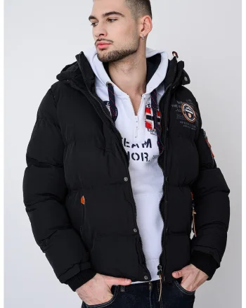 Geaca regular-fit cu logo Verana, Negru/Portocaliu