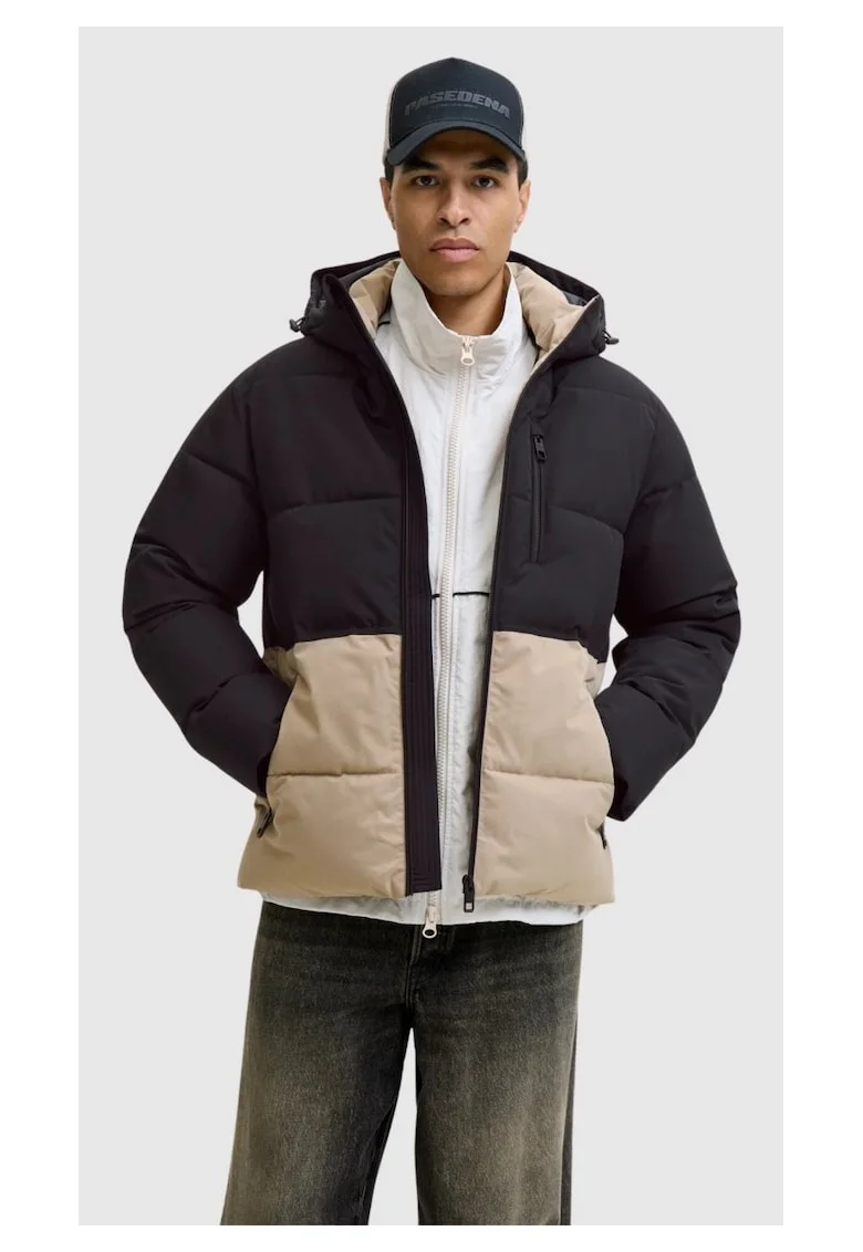 Jacheta, JJEOWEN PUFFER, barbati, Regular fit, Negru