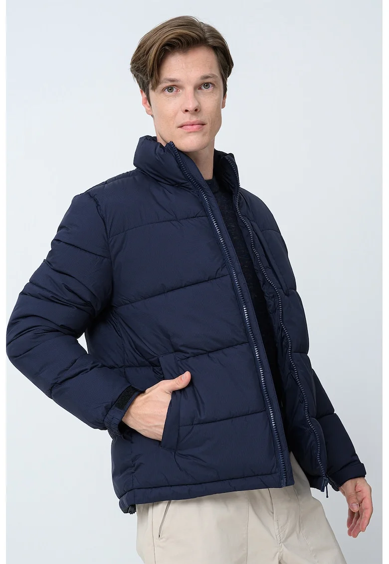 Geaca matlasata cu model uni, Bleumarin