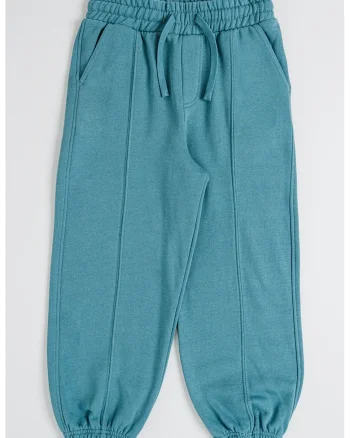 Pantaloni uni de trening cu snur, Verde aquamarin
