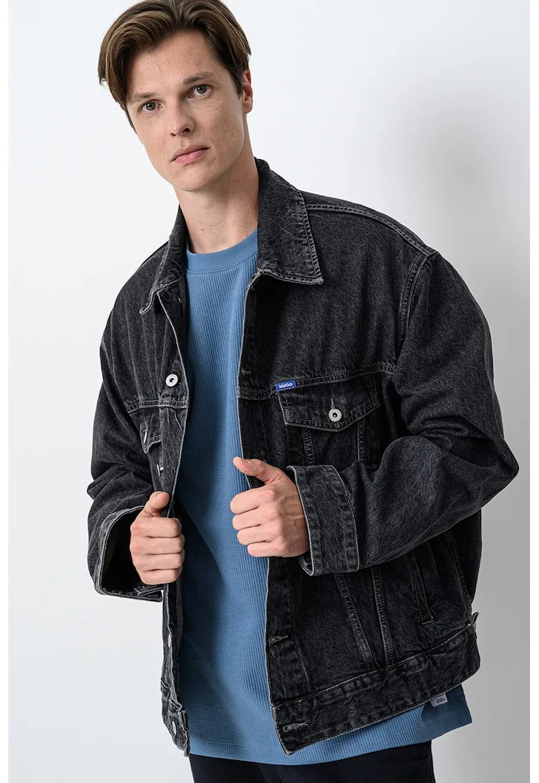 Jacheta lejera de denim Kirkby, Gri antracit