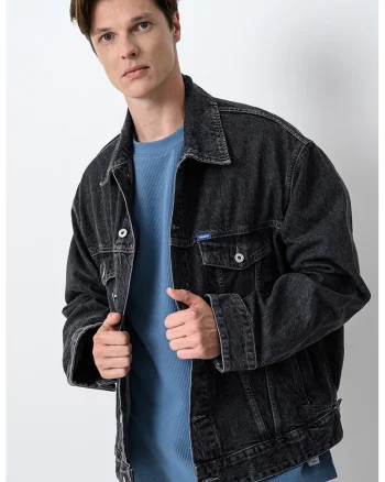 Jacheta lejera de denim Kirkby, Gri antracit