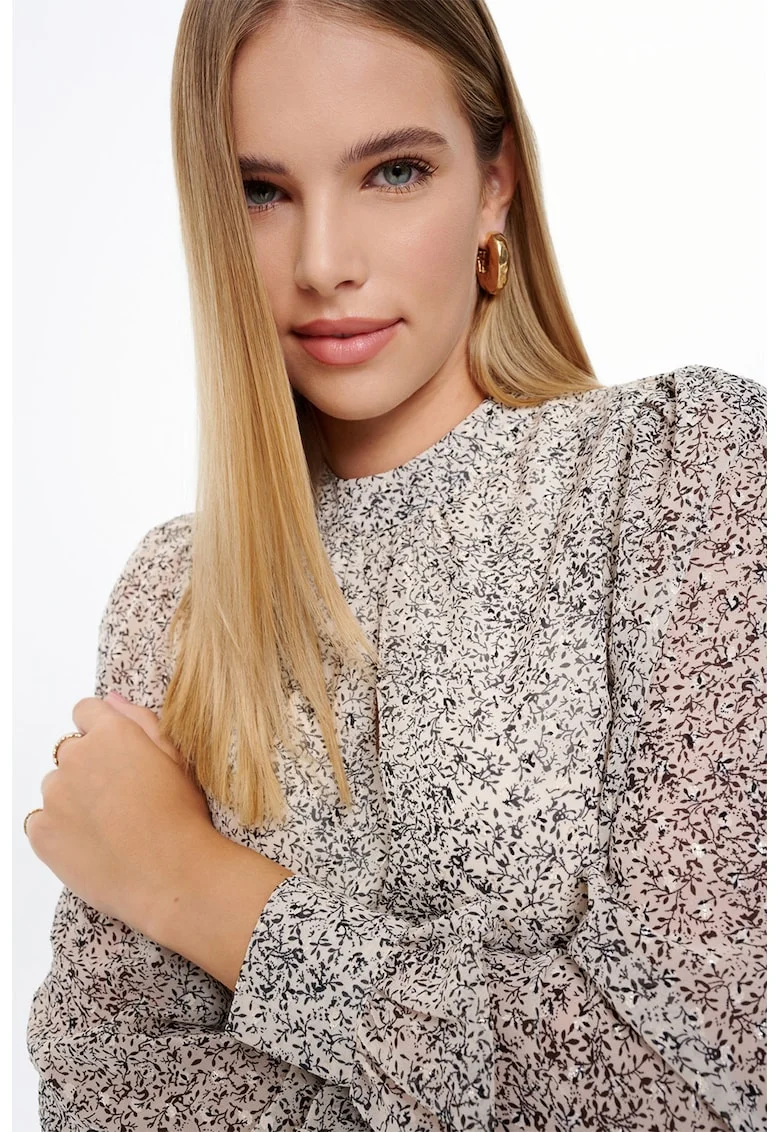 Bluza cu imprimeu floral, Gri deschis