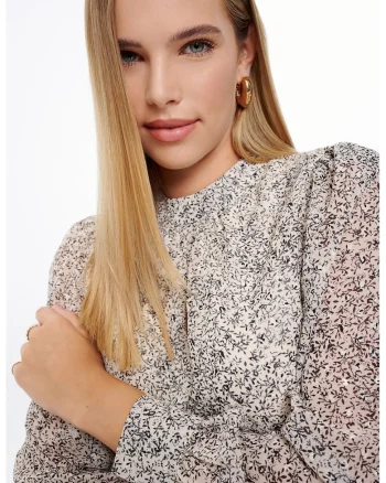 Bluza cu imprimeu floral, Gri deschis