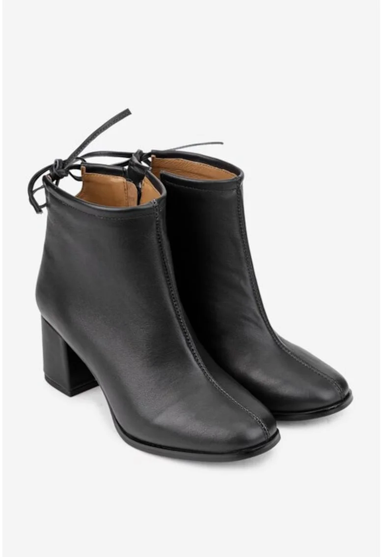 Botine elegante negre din piele, Negru