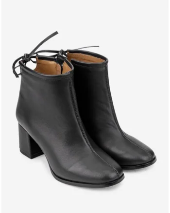 Botine elegante negre din piele, Negru