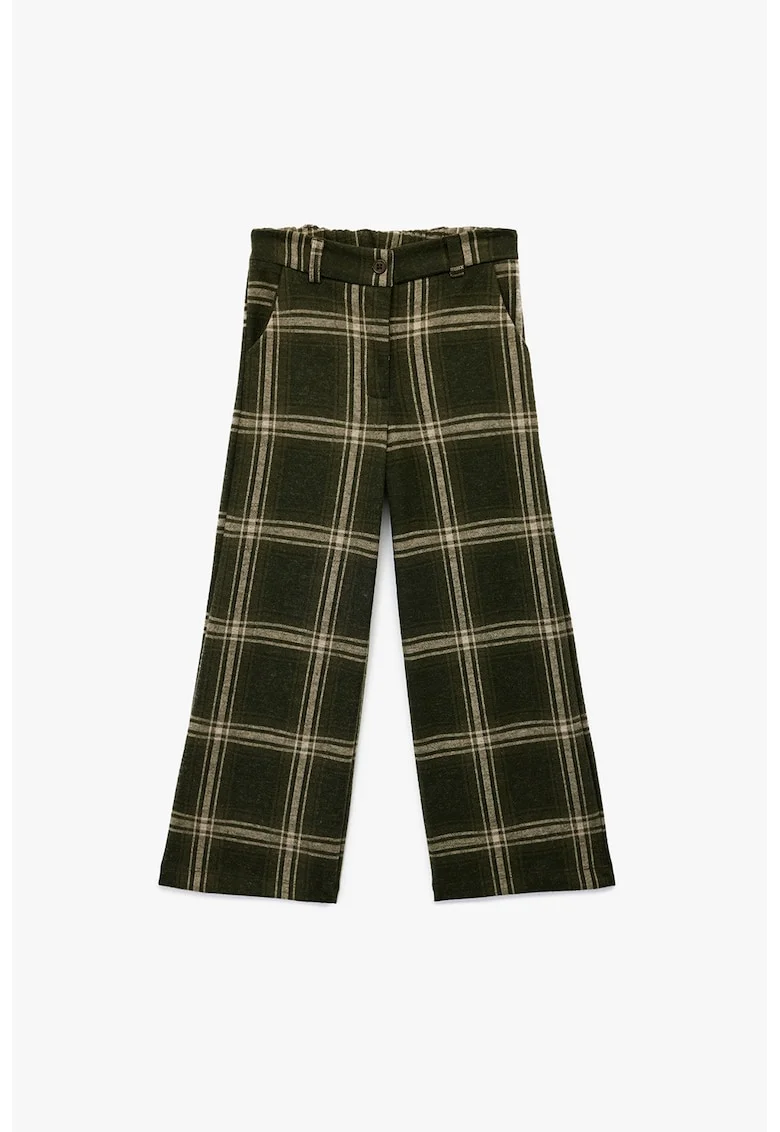 Pantaloni ampli in carouri, Verde/Bej