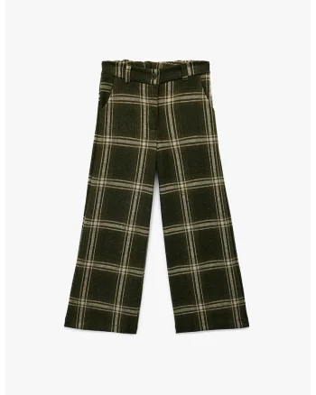 Pantaloni ampli in carouri, Verde/Bej