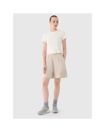 Sort casual dama din bumbac bej  croiala regular, cu buzunare - Sportstyle, Bej