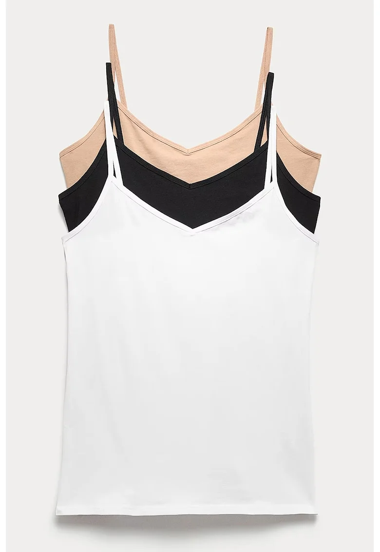 Set de top-uri cu decolteu in V - 3 piese, Multicolor