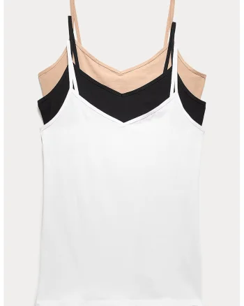 Set de top-uri cu decolteu in V - 3 piese, Multicolor