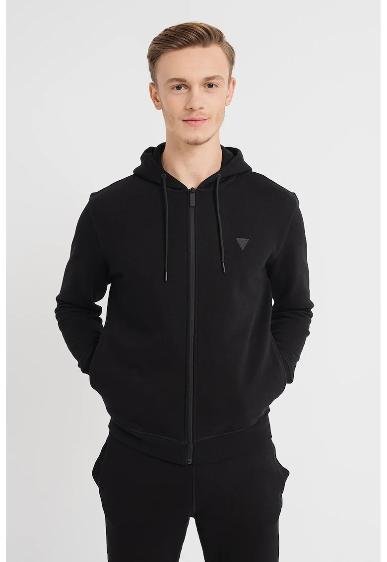 Hanorac cu fermoar. pentru fitness, Negru