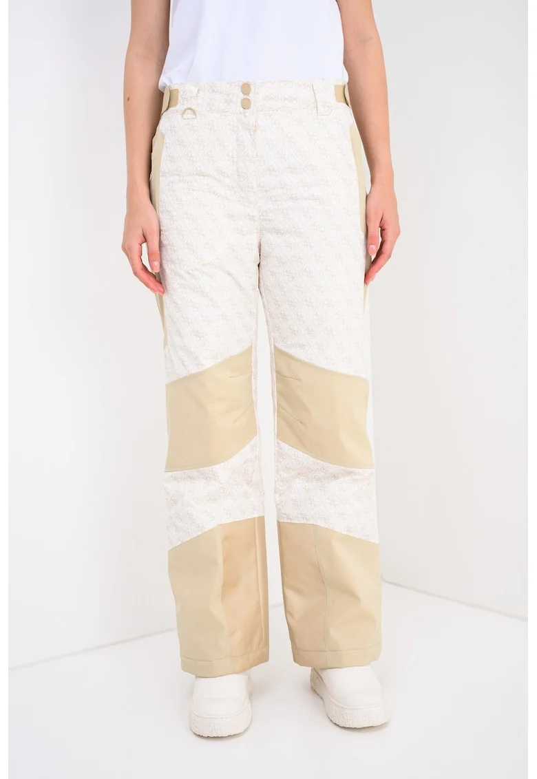 Pantaloni cu model logo, pentru schi, Alb/Crem