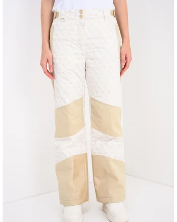 Pantaloni cu model logo, pentru schi, Alb/Crem