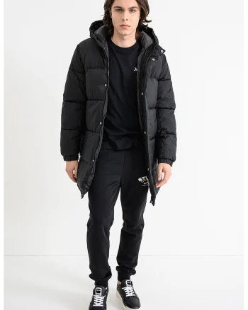 Geaca lunga cu model uni, Negru