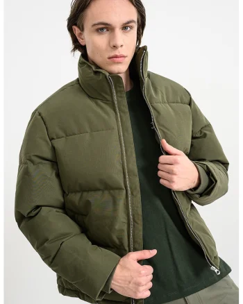 Jacheta cu model uni si fermoar, Verde masliniu