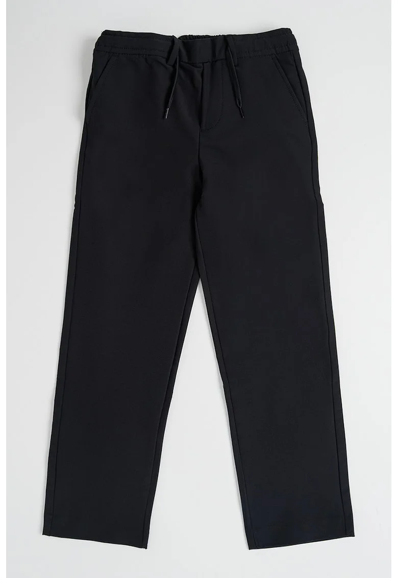 Pantaloni cu snur de ajustare si buzunare oblice, Negru